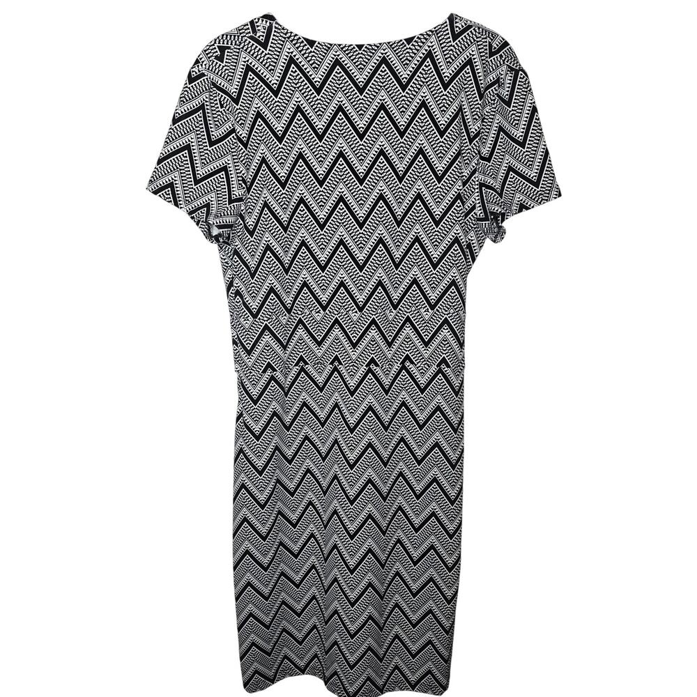 Talbots Black White Zigzag Geometric Print Faux Wrap Dress Size Medium Petite - Picture 6 of 6
